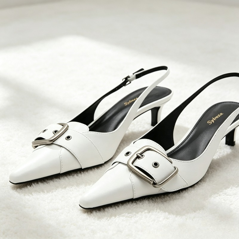 Slingback Heel Formal - Sexy apontou toe sem costas designer