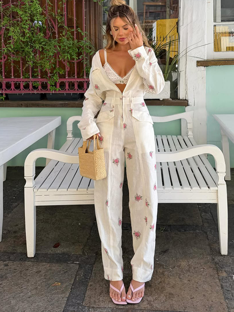 Women'S Formal Wear Jumpsuit - Macacão Feminino Elegante com Estampa Outono