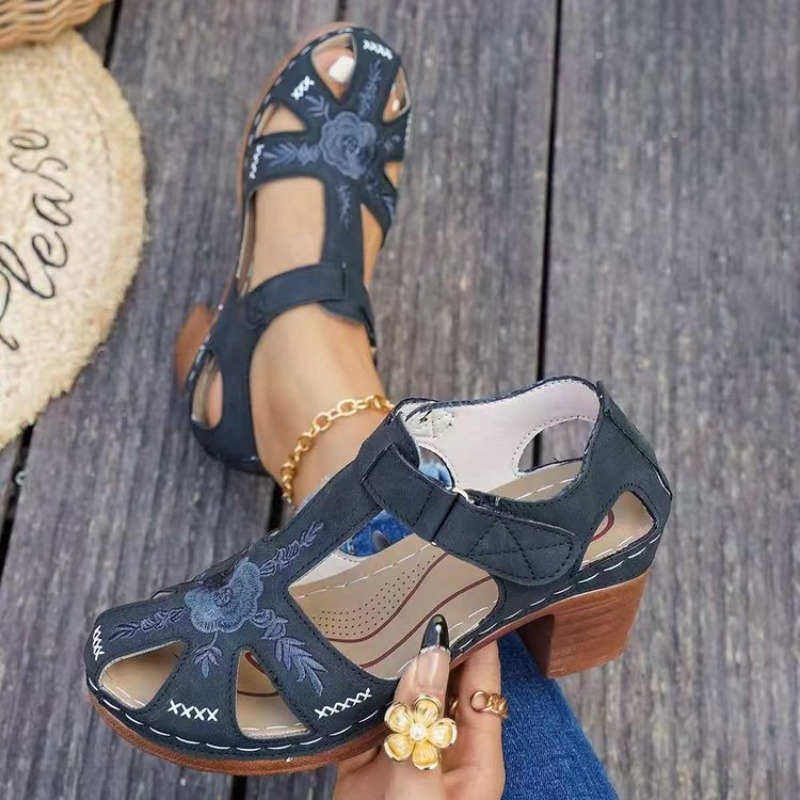 Formal Women Daily Wear Footwear - Sandálias Femininas com Salto Bloco Médio,