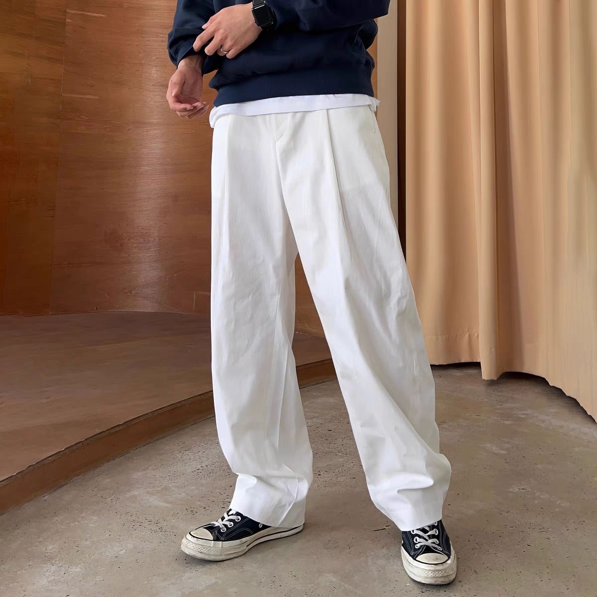 Tailored Trouser Wide - Gelitayon calças masculinas alfaiataria larga reta