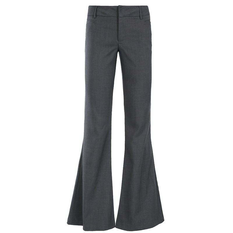 Tailored Trouser Wide - Calças Compridas Cinza com Micro Flare,
