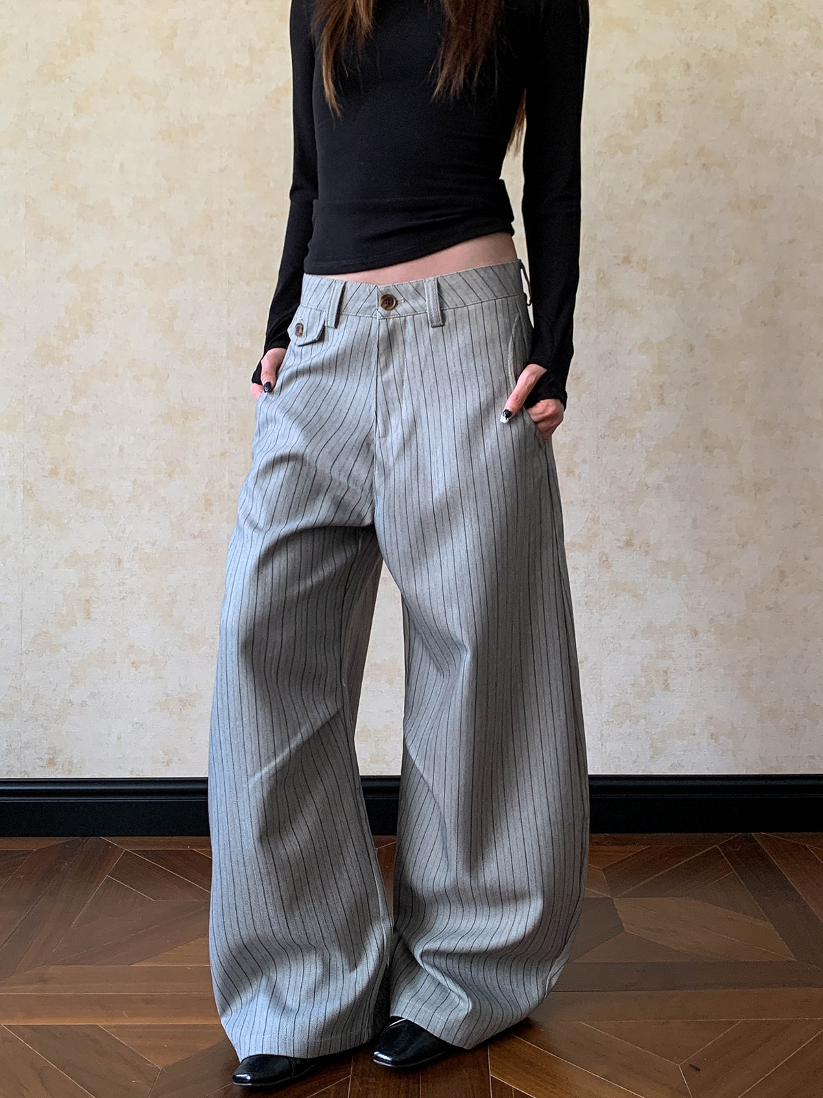 Tailored Trouser Wide - Calças Casuais Unissex Estilo Urbano Americano