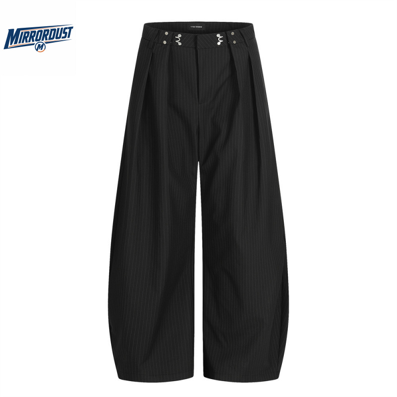 Tailored Trouser Wide - Calças Sociais Masculinas Listradas de Perna