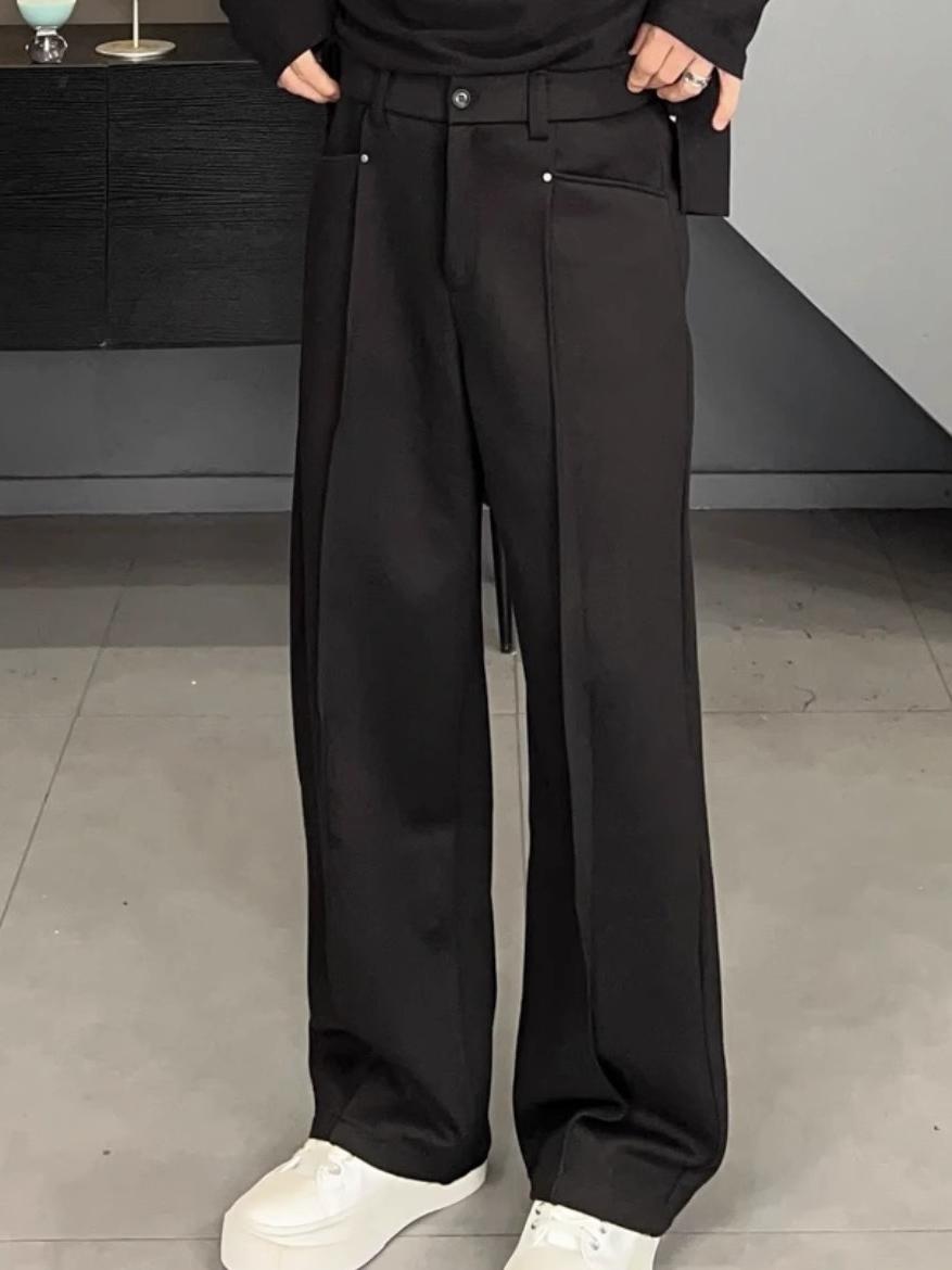 Tailored Trouser Wide - Calças Casuais Estilo Coreano, Cintura Alta,