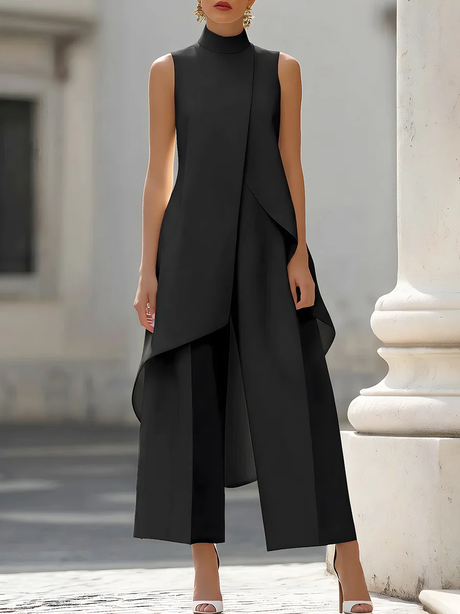 Women'S Formal Wear Jumpsuit - Macacão Sem Mangas com Gola Alta