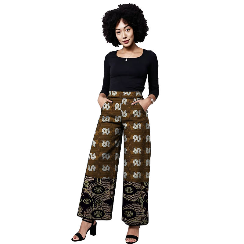Tailored Trouser Wide - Calças Femininas Ankara Patchwork de Perna