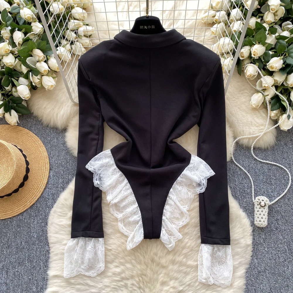 Hotsweet turn-down colarinho e - Women'S Formal Wear Jumpsuit avaliação e preço