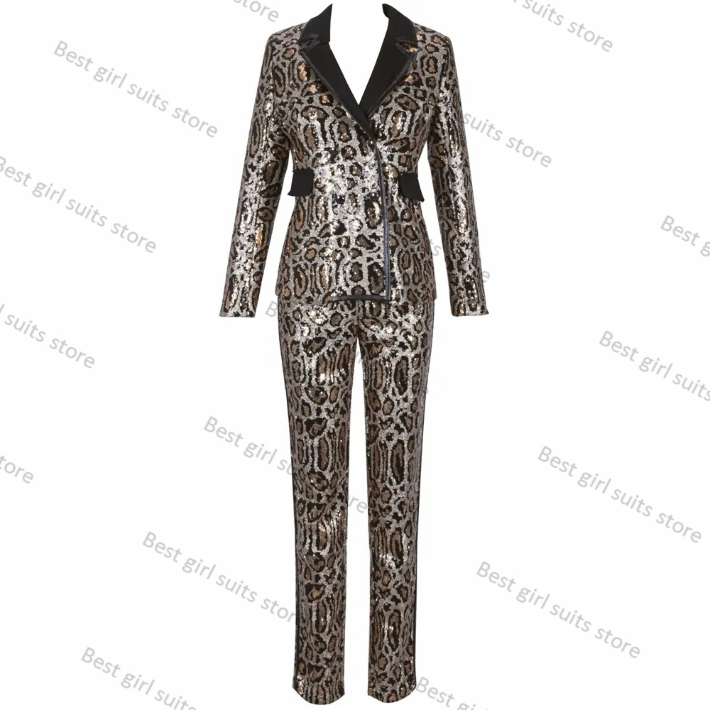 Leopardo impresso 2 peça terno - Tailored Trouser Wide avaliação e preço