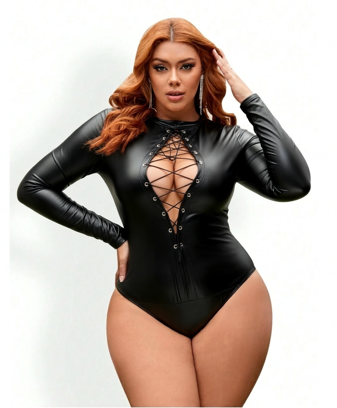 Plus Size Feminino Couro Bodys - Women'S Formal Wear Jumpsuit avaliação e preço