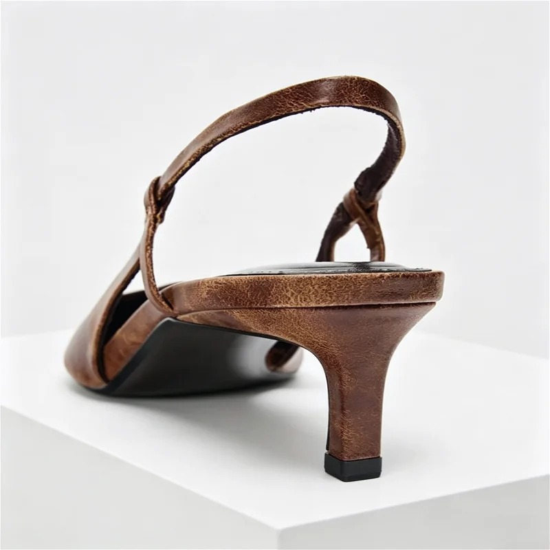 Retro marrom gatinho salto des - Slingback Heel Formal avaliação e preço